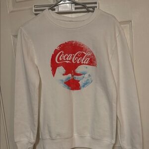 Coca Cola White Crewneck with Red Logo and Polar Bears